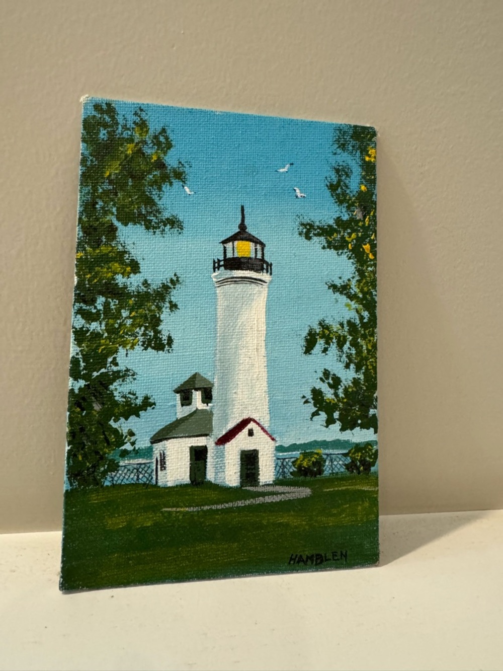 Original Signed 4” x 6” Lighthouse Painting